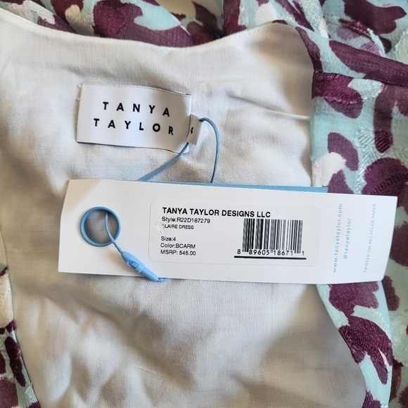 New Tanya Taylor Blaire Floral Wrap Leopard-Print Short-Sleeved Midi Dress Sz 4 - Picture 13 of 15